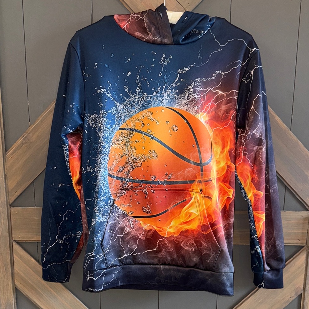 Flaming basketball hoodie